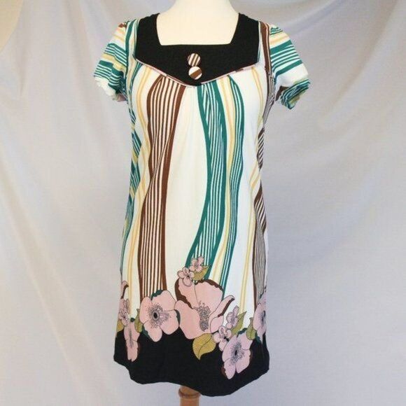 Short Sleeve Stretchy Floral Dress M - Picture 1 of 6